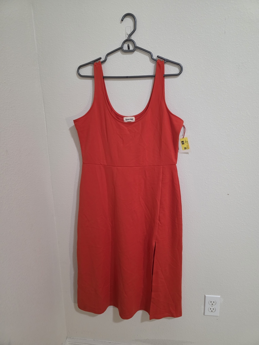 Open Edit Women's Red Scoop Neck Tank Dress